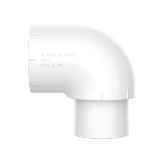 90 Derece Dirsek - Tek Musluklu Dirsek - uPVC - Beyaz