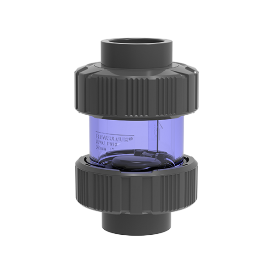 Spring Check Valve - Şeffaf, Gri - uPVC - ( Yaylı Kapak )