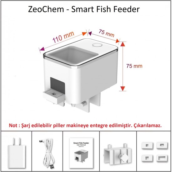 ZeoChem - Smart Automatic Fish Feeder -  Akıllı Otomatik Balık Yemleme Makinesi - Wifi